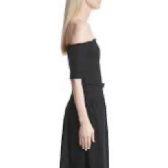 SEA New York Little Black Cocktail Dress off the Shoulder Linen/Cotton Sz 10 - Picture 4 of 16